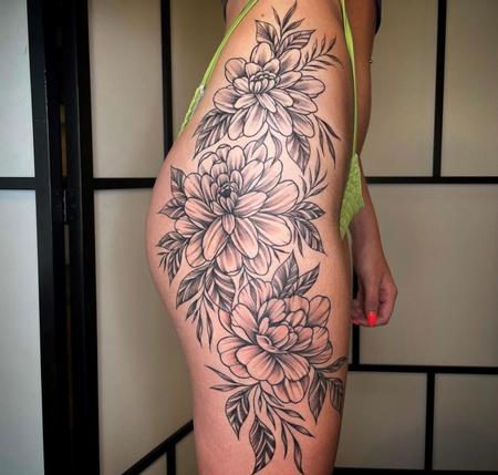 Tattoos - Dayton Smith Floral Leg Piece - 144462